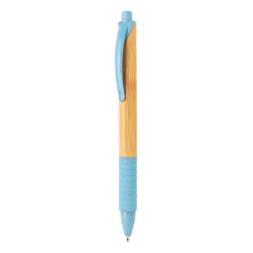 Ручка из бамбука и пшеничной соломы - синий;