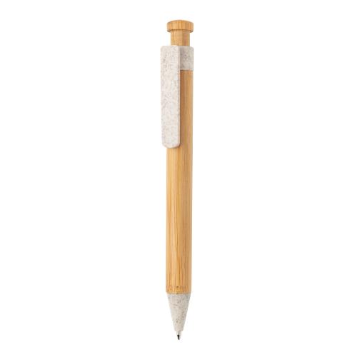 Бамбуковая ручка с клипом из пшеничной соломы; - купить бизнесс-сувениры в Воронеже