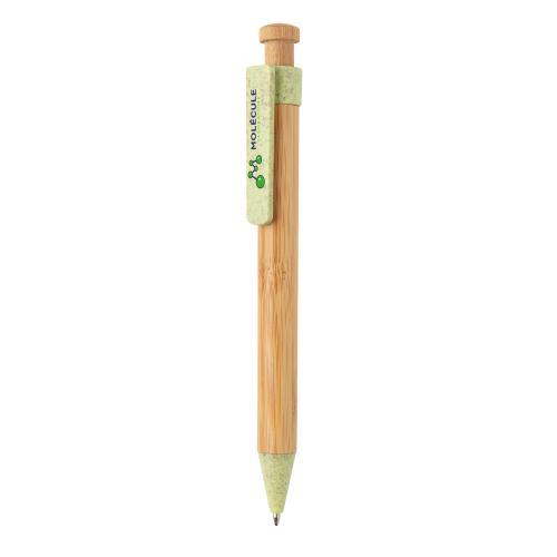 Бамбуковая ручка с клипом из пшеничной соломы; - купить именные сувениры в Воронеже