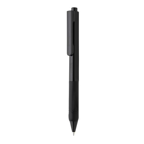 Ручка X9 с глянцевым корпусом и силиконовым грипом - черный;