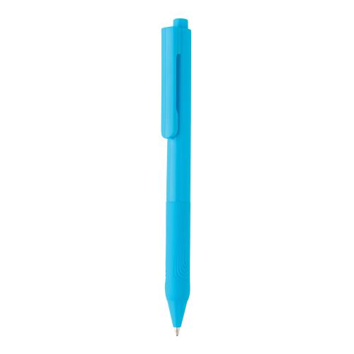 Ручка X9 с глянцевым корпусом и силиконовым грипом - синий;
