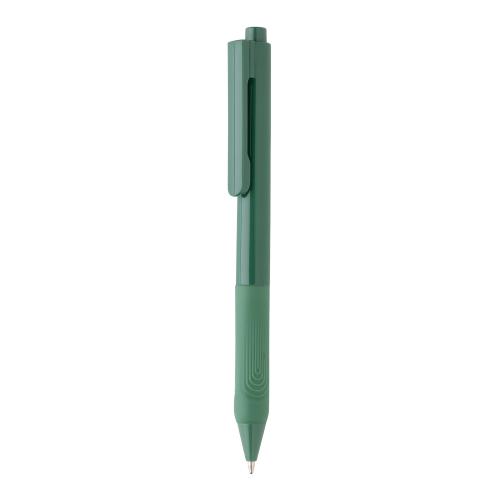 Ручка X9 с глянцевым корпусом и силиконовым грипом - зеленый;