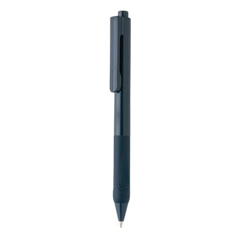 Ручка X9 с глянцевым корпусом и силиконовым грипом - темно-синий;