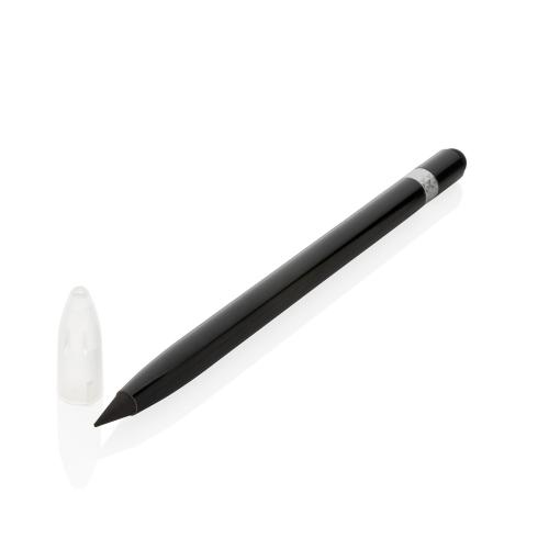 Алюминиевый вечный карандаш с ластиком - черный;