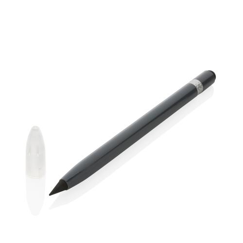 Алюминиевый вечный карандаш с ластиком - серый;