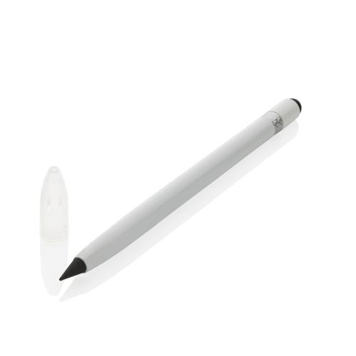 Алюминиевый вечный карандаш с ластиком - белый;