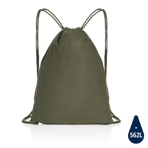 Рюкзак на шнурке Impact из переработанного хлопка AWARE™, 145 г - зеленый;
