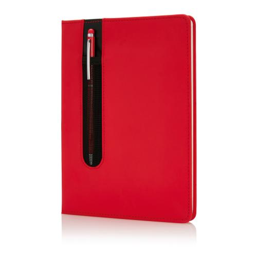 Блокнот для записей Deluxe формата A5 и ручка-стилус - красный;