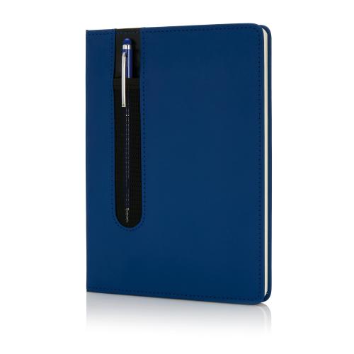 Блокнот для записей Deluxe формата A5 и ручка-стилус - темно-синий;