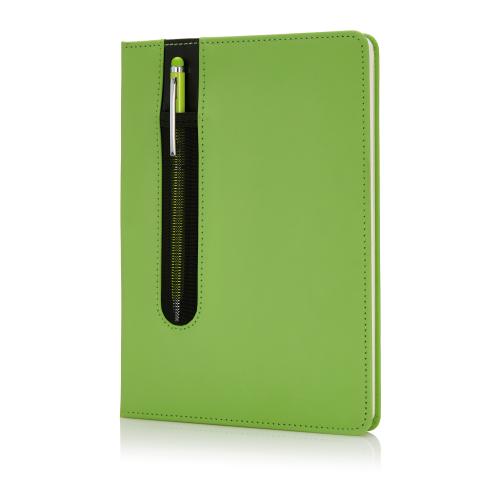 Блокнот для записей Deluxe формата A5 и ручка-стилус - зеленый;