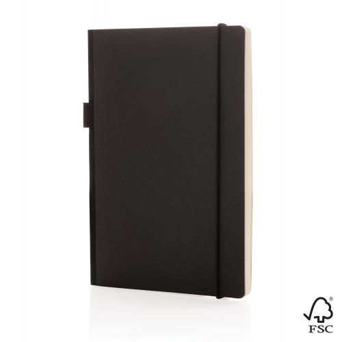 Блокнот FSC® в твердом переплете с держателем для ручки, A5 - черный;