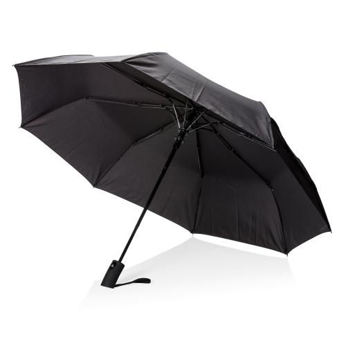 Складной зонт-полуавтомат Deluxe 21”, черный - черный