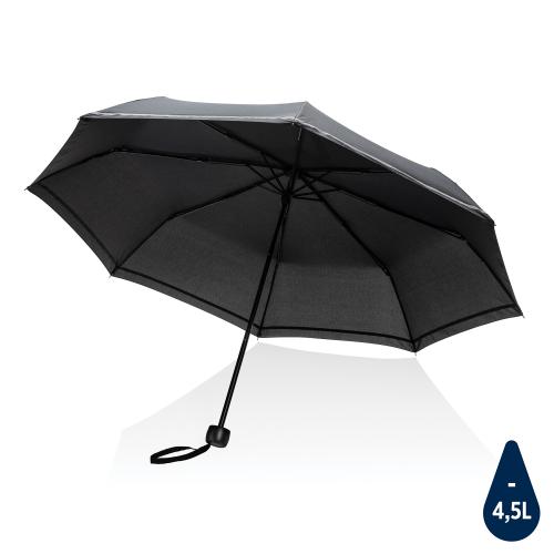 Компактный зонт Impact из RPET AWARE™ со светоотражающей полосой, d96 см - черный;