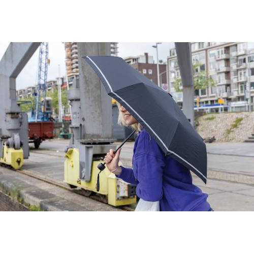 Компактный зонт Impact из RPET AWARE™ со светоотражающей полосой; - купить подарки с логотипом в Воронеже