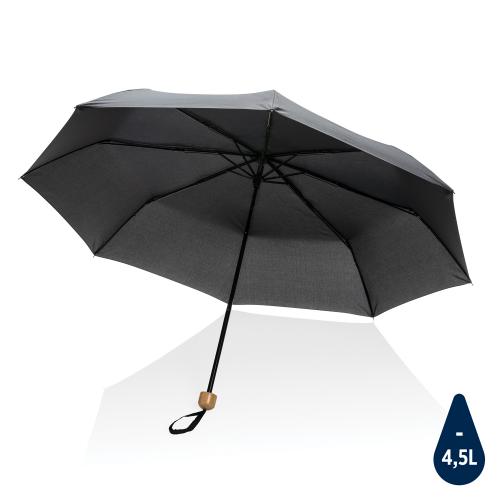 Компактный зонт Impact из RPET AWARE™ с бамбуковой рукояткой, d96 см - черный;