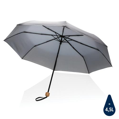 Компактный зонт Impact из RPET AWARE™ с бамбуковой рукояткой, d96 см - темно-серый;