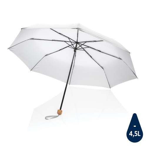 Компактный зонт Impact из RPET AWARE™ с бамбуковой рукояткой, d96 см - белый;