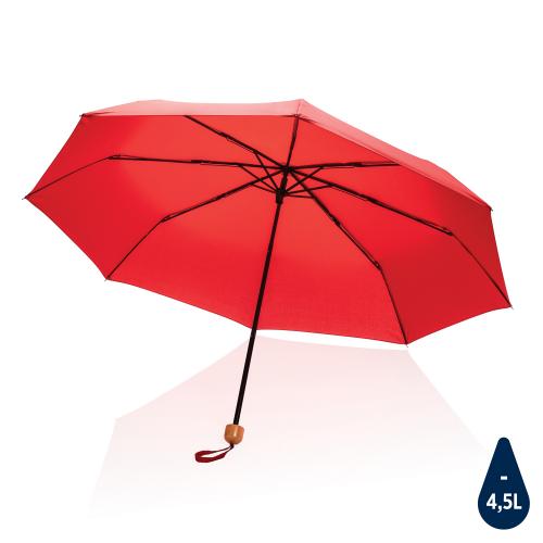 Компактный зонт Impact из RPET AWARE™ с бамбуковой рукояткой, d96 см - красный;