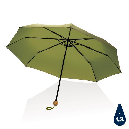 Компактный зонт Impact из RPET AWARE™ с бамбуковой рукояткой, d96 см - зеленый;